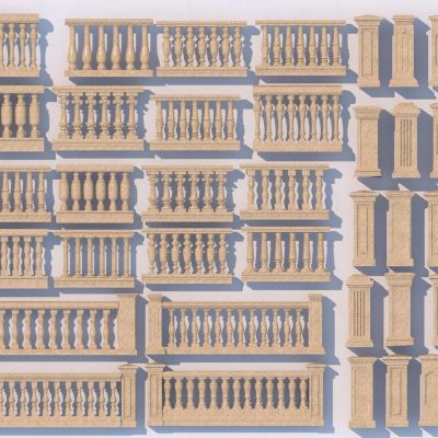 欧式石材栏杆 瓶柱子3D模型