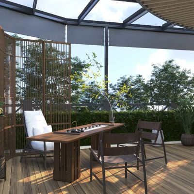 中式庭院茶桌椅组合3D模型