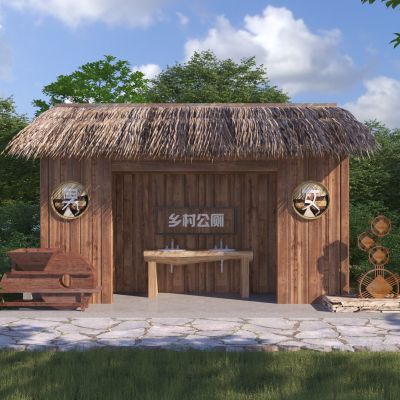 新中式户外厕所3D模型