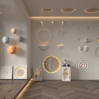 石膏壁灯 波纹壁灯 月球壁灯