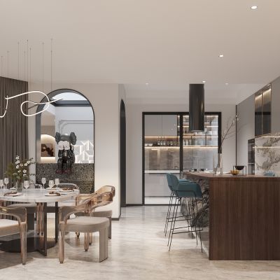 现代别墅客餐厅