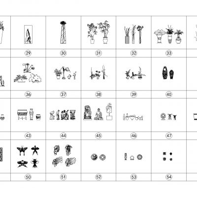 CAD端景台及饰品类图库
