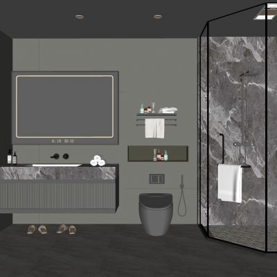 现代家装卫生间 极简卫生间 简约卫生间 浴室 淋浴房 家居卫生间