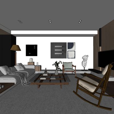 现代客厅SU模型