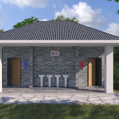 新中式户外厕所3D模型