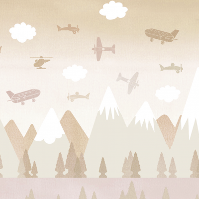 男孩房开飞机墙纸3D贴图