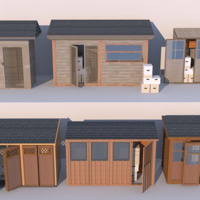 现代庭院设备房 杂物间3D模型