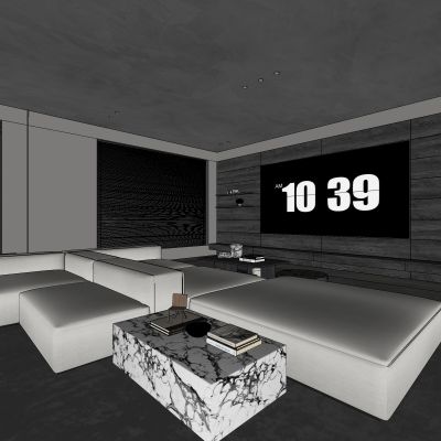 高级灰，现代，大平层，客厅，沙发组合