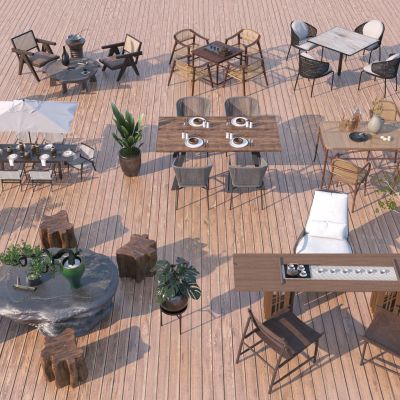 现代休闲茶桌椅组合3D模型