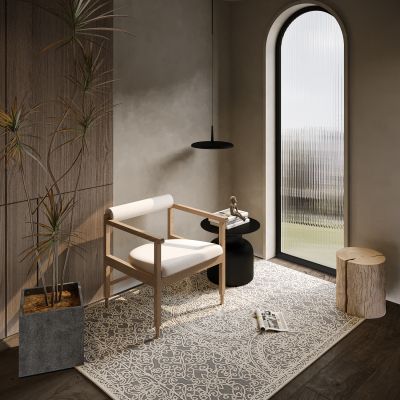 侘寂风休闲区座椅，摆件