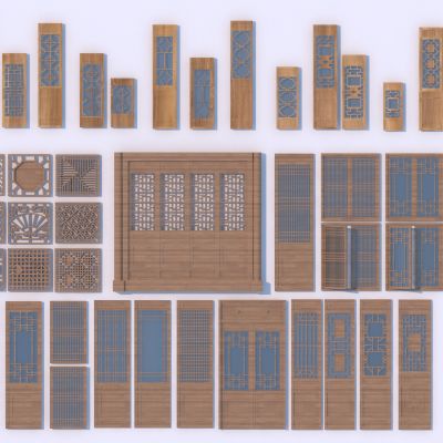 中式门窗 古建筑门 花格窗3D模型