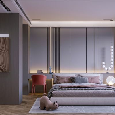 现代无主灯简约卧室