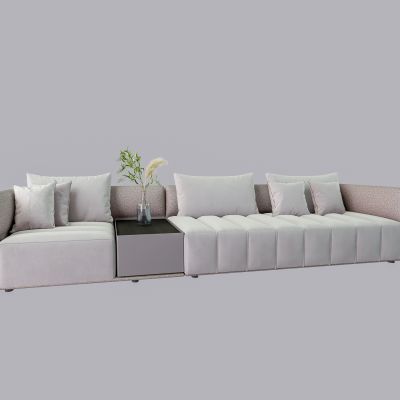 现代一字多人沙发