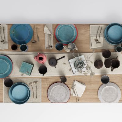 现代餐具组合 餐桌摆件 餐具用品 厨房用品 厨房用品组合 厨房摆件