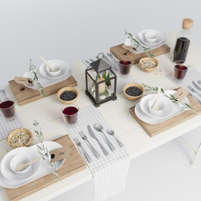 现代餐具组合 餐桌摆件 餐具用品 厨房用品 厨房用品组合 厨房摆件