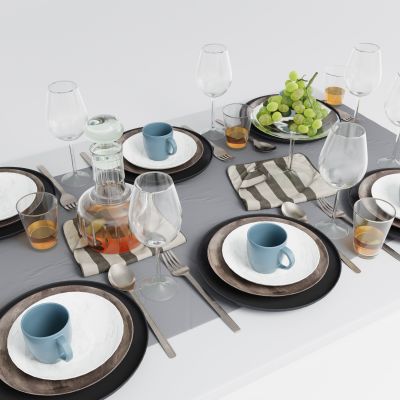 现代餐具组合 餐桌摆件 餐具用品 厨房用品 厨房用品组合 厨房摆件