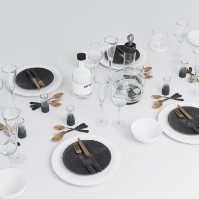 现代餐具组合 餐桌摆件 餐具用品 厨房用品 厨房用品组合 厨房摆件