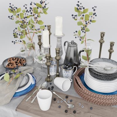 现代餐具组合 餐桌摆件 餐具用品 厨房用品 厨房用品组合 厨房摆件