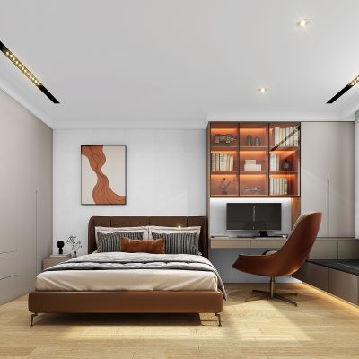 家居卧室，现代风格卧室，现代极简卧室，卧室软装，卧室家具