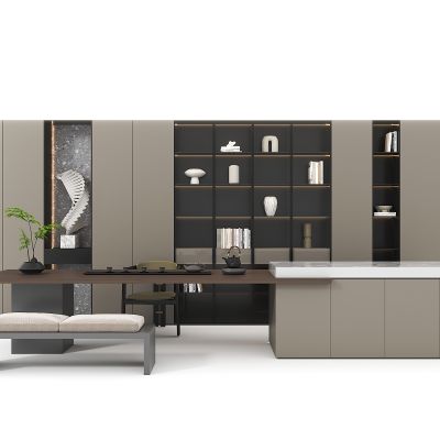 现代茶桌椅组合及装饰柜