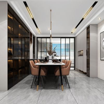 现代风格餐厅，极简餐厅，现代极简餐厅，餐厅家具