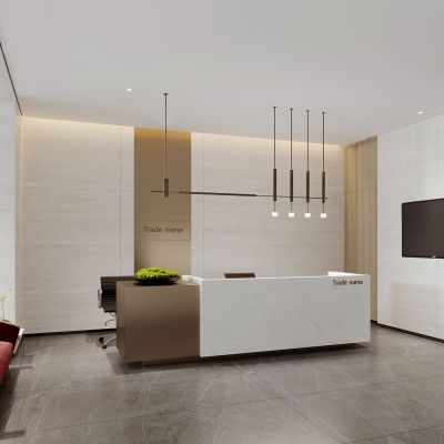 现代接待前台_沙发休息区