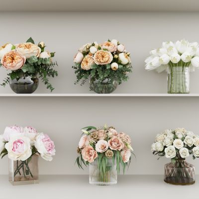 现代花瓶花艺组合 花瓶植物 花瓶花卉 玫瑰花组合