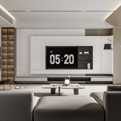 现代客厅 无主灯客厅 沙发组合 茶几组合 饰品摆件