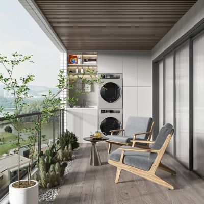 现代阳台洗衣房