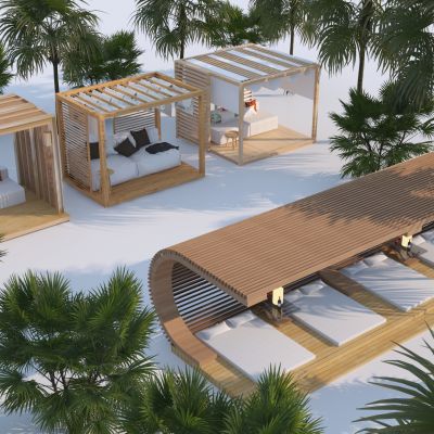 现代度假风泳池廊架