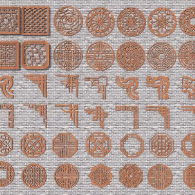 中式雕花纹样_图腾_窗花_雕花窗格