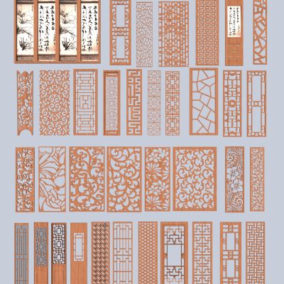 中式雕花窗花3D模型