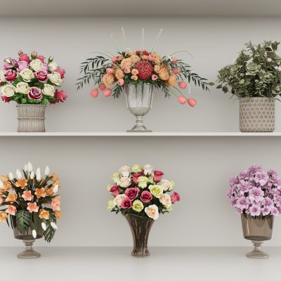 现代花瓶花艺组合 花瓶植物 花瓶花卉 玫瑰花组合