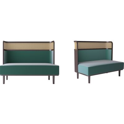 竹编卡座椅，双人卡座椅，自然风竹编卡座，东南亚竹编椅