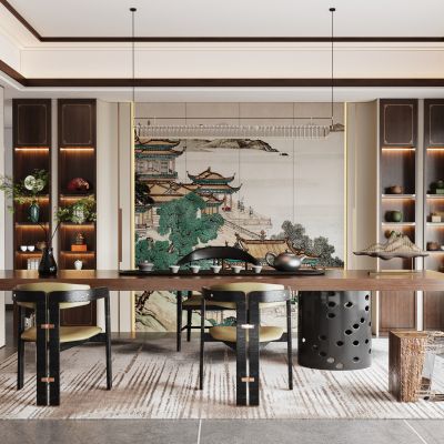 新中式茶室 茶桌椅组合