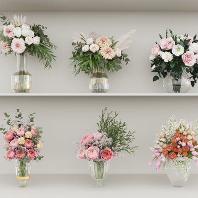 现代花瓶花艺组合 花瓶植物 花瓶花卉 玫瑰花组合