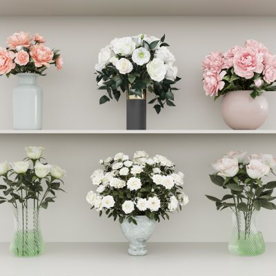 现代花瓶花艺组合 花瓶植物 花瓶花卉 玫瑰花组合