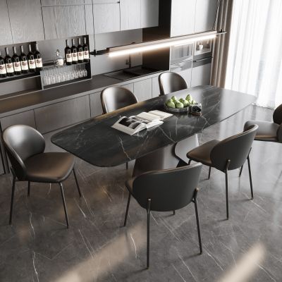 现代餐桌椅组合 餐厅 单椅 酒柜