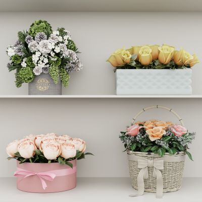 现代花瓶花艺组合 花瓶植物 花瓶花卉 玫瑰花组合