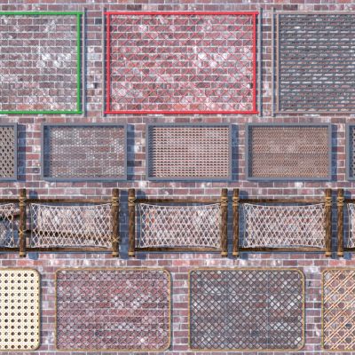 现代各类网状护栏扶手3D模型