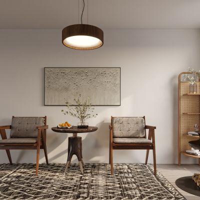 侘寂风休闲洽谈区，摆件，吊灯