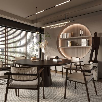 侘寂风简约餐厅，摆件