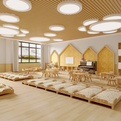 现代幼儿园 幼儿园教室 休息区 午休区 活动室 幼儿园活动区