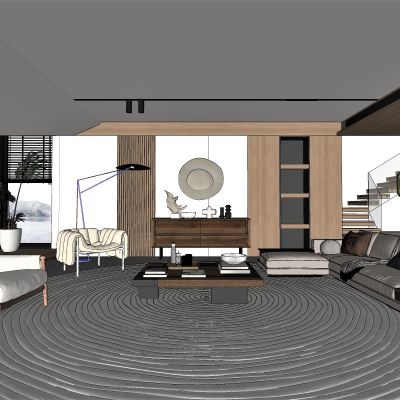 侘寂，客厅，沙发组合，背景墙