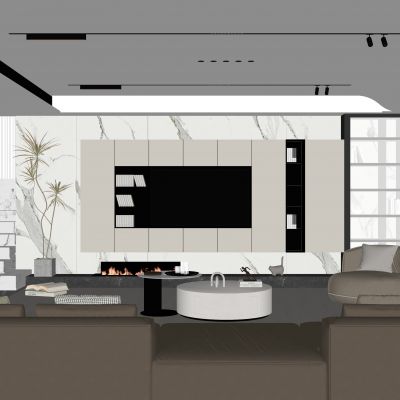 现代客厅 无主灯客厅 沙发组合 茶几组合 饰品摆件