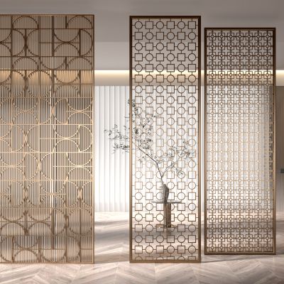 现代酒店铁艺屏风
