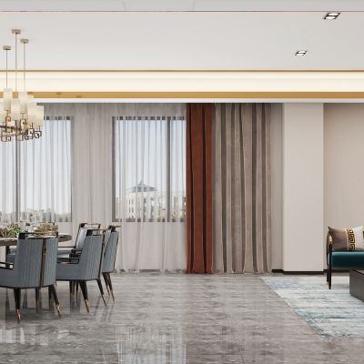 新中式餐厅包厢3D模型