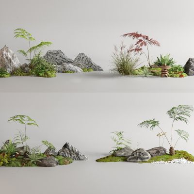 植物堆 假山石头 园艺造景