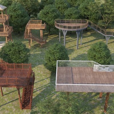 中式观景台3D模型