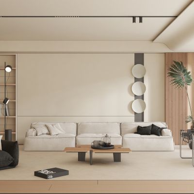 现代原木色家居客厅